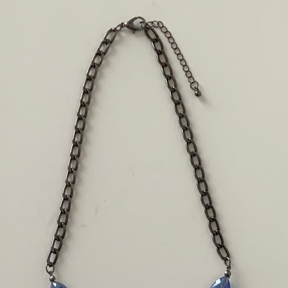 Deep Blue, Silver and Purple Bead Necklace - Picture 3 of 5